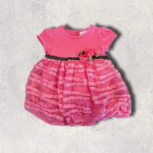 18m, Sweet Heart Rose, Pink and Black Flower Baby Dress